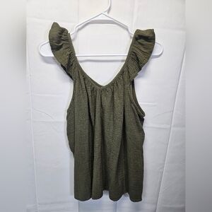 Marices NWT Olive Green Ruffle Sleeve Women's Top